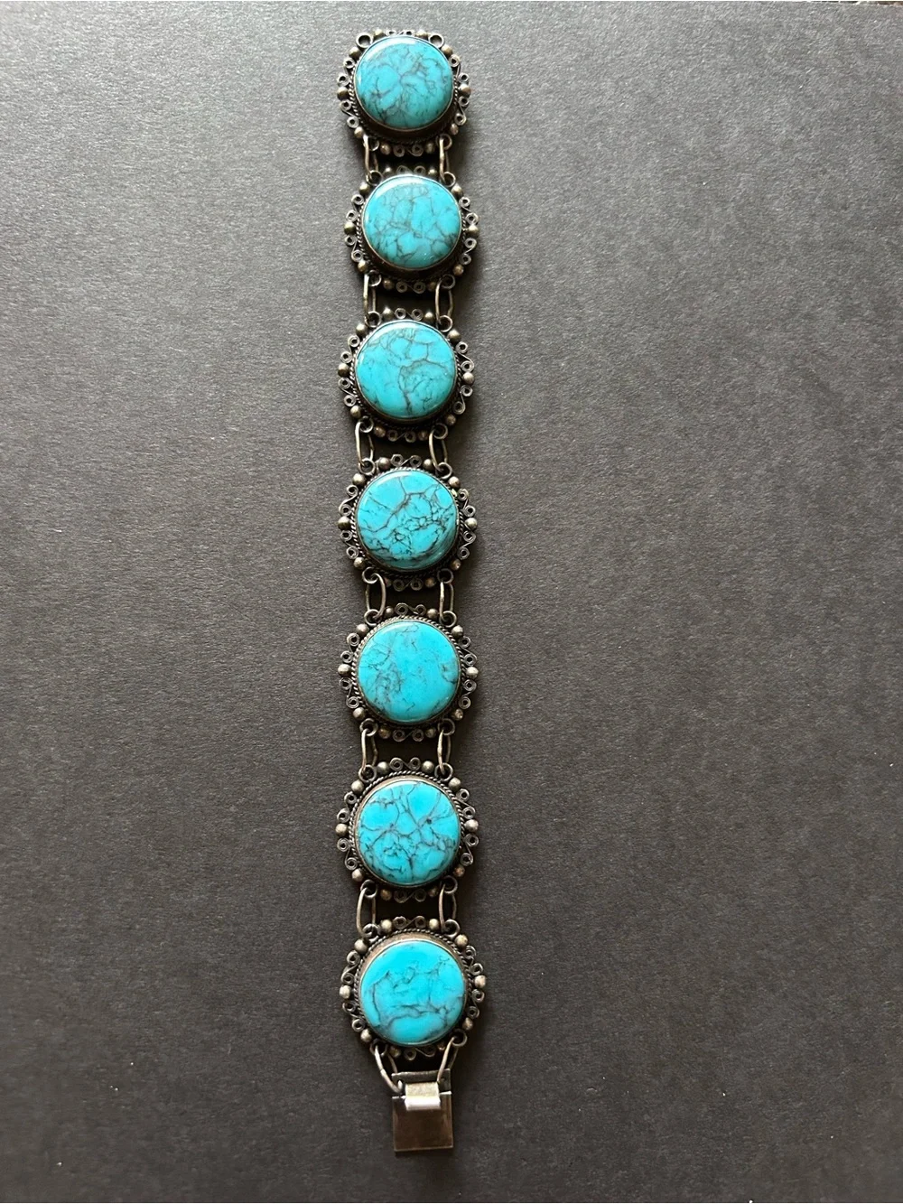 Sterling Silver Turquoise Stone Link Bracelet
